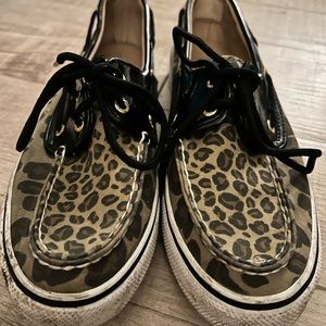 Gently worn cheetah print sperrys